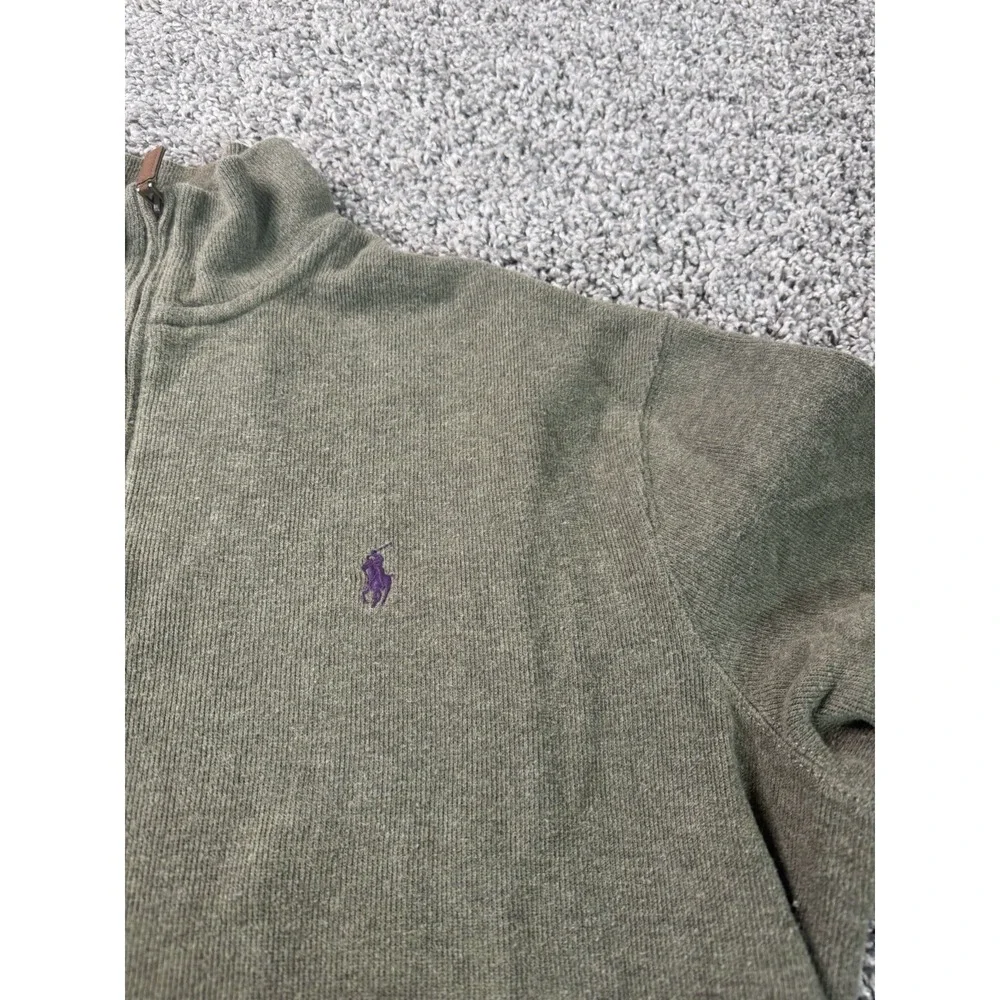 Polo Ralph Lauren 1/4 Zip Sweater Men's Size Large Green Preppy